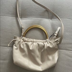 Zara Cream Crossbody Bag with Gold Handle